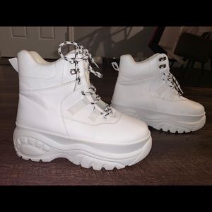 White Chunky Lace Up Sneakers